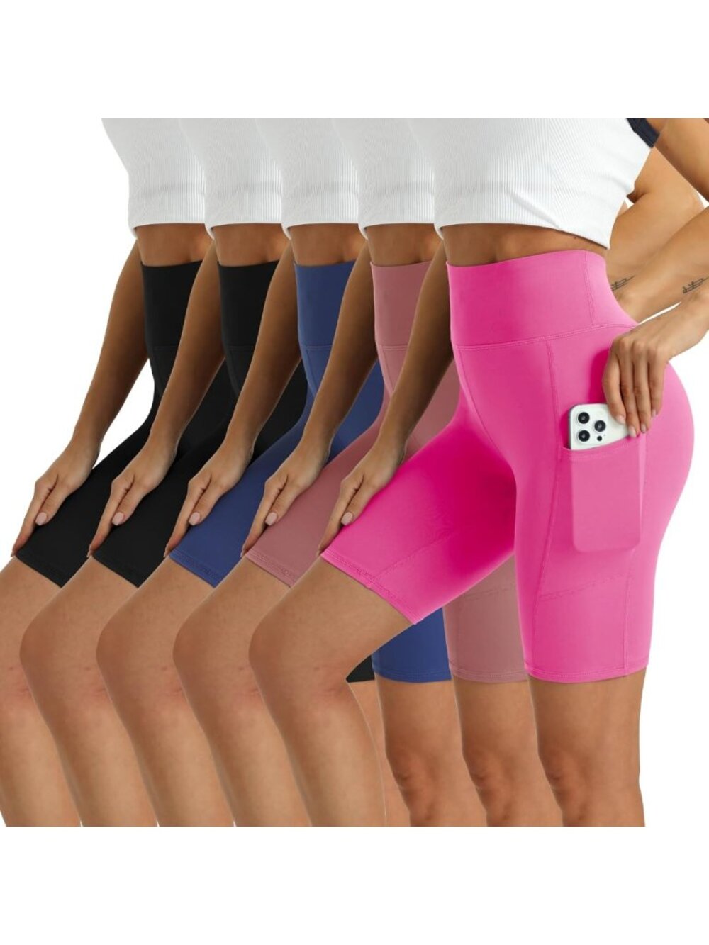 Plus Size High Waisted Athletic Shorts for Women with Pockets - Running